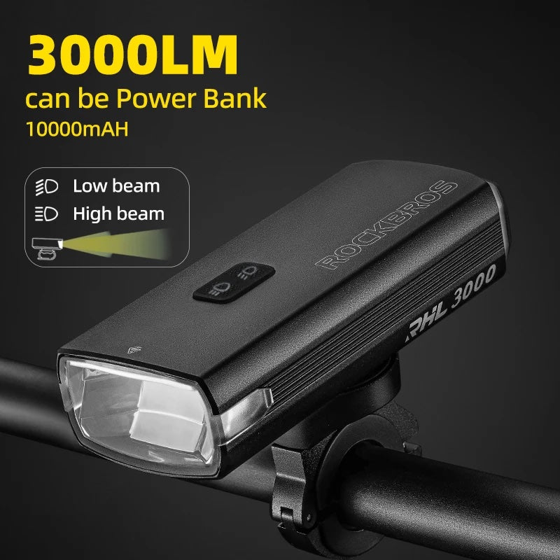 fahrradbeleuchtung fernlicht Rockbros 3000LM Fahrradlicht mit Abblend- und Fernlicht Funktion. – carlights.ch