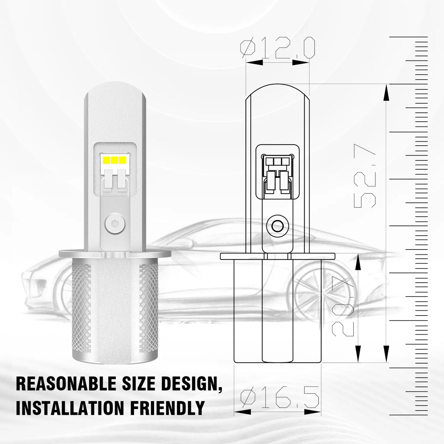 H3 LED ATOM TST - 250% more light 5000LM 2 pcs.