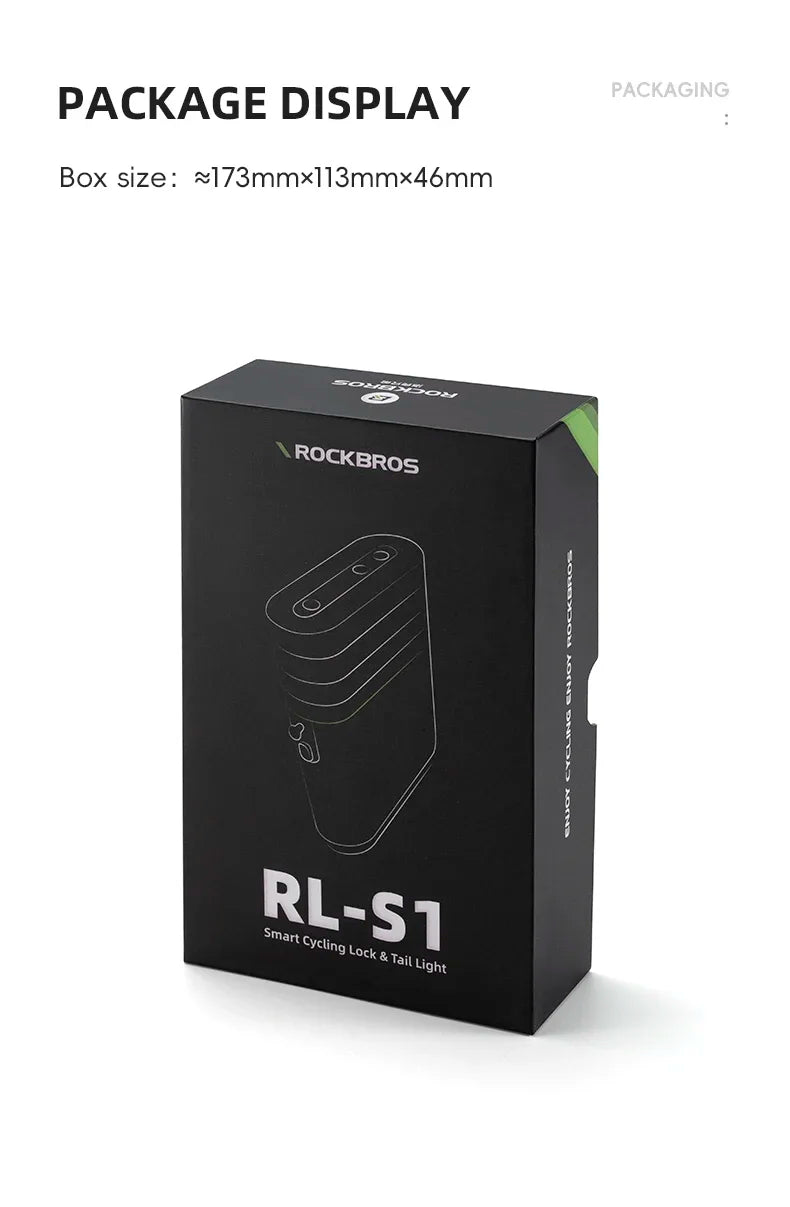 Rockbros Fahrrad Rücklicht mit Schloss per Handy ab und aufschliessen