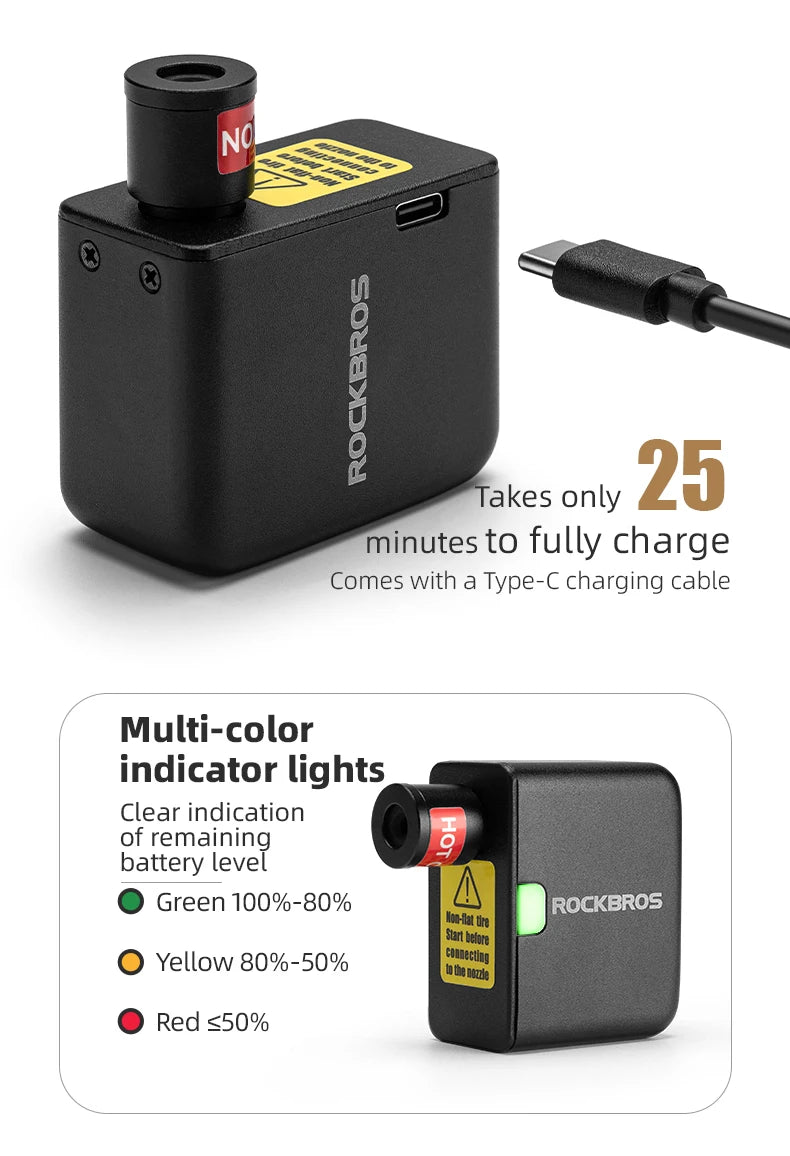 Rockbros Mini Fahrrad Pumpe Mit Akku