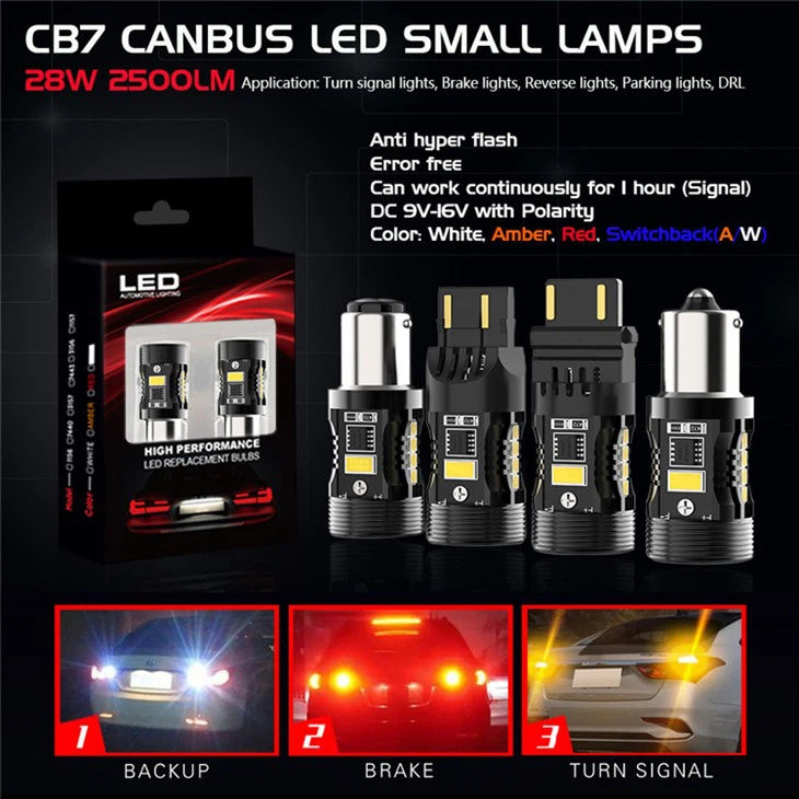 W21/5W LED Feux diurnes/de position Super CANbus Ventilateur Swiss Made 12-24V, 2 pcs.