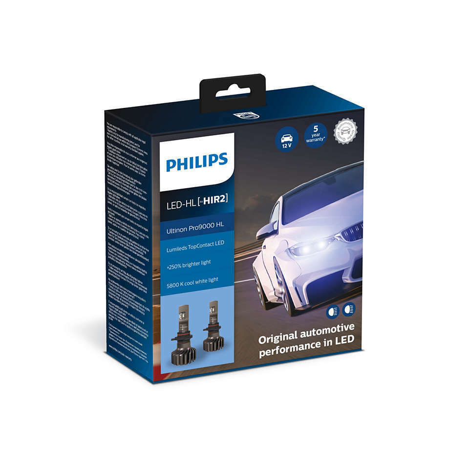 HIR2 (9012) LED Philips PRO9000 250% more light 12-24V