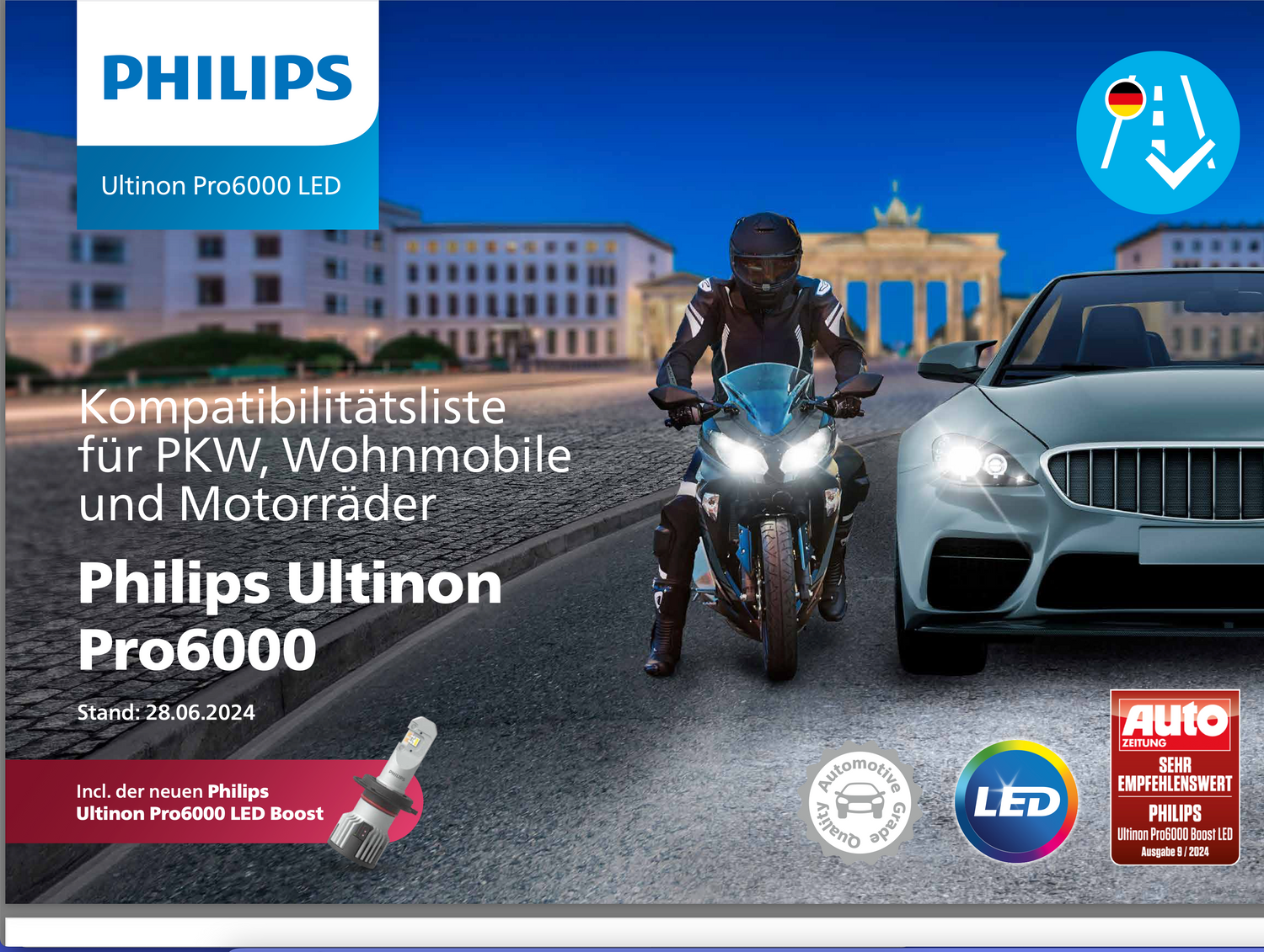 Kompatibilitätsliste_Strassenzulassung_LED_legal_Philips_Osram H1, H4, H7, W5W carlights.ch