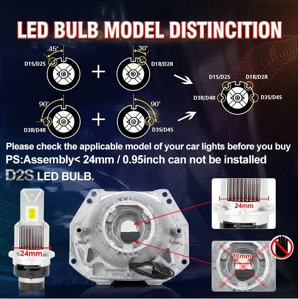 D2S, D2R LED série D 8000LM 150% de lumière en plus plug&play remplacement du xénon