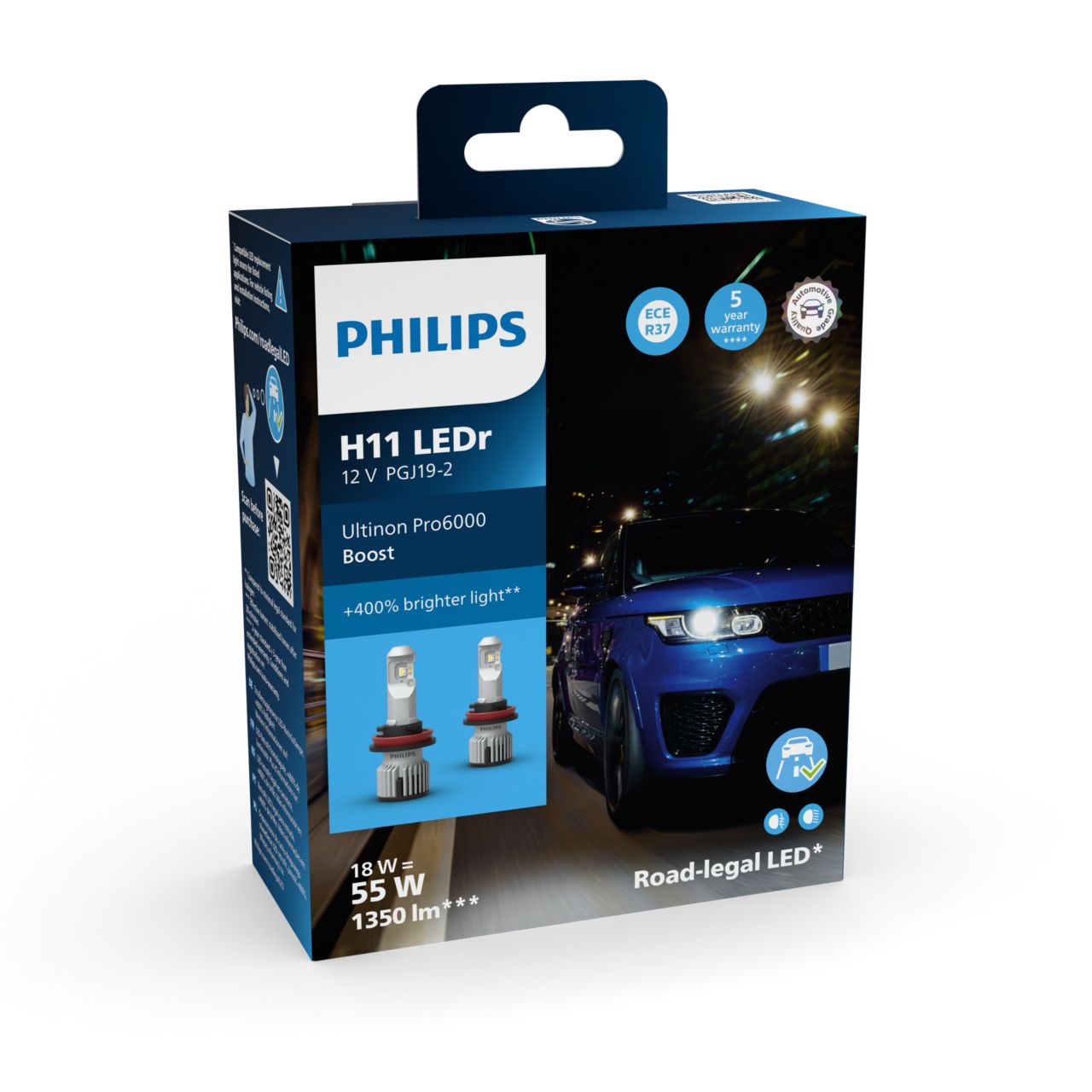 H11 LED Philips Ultinon Pro6000 Boost 2 Stk.