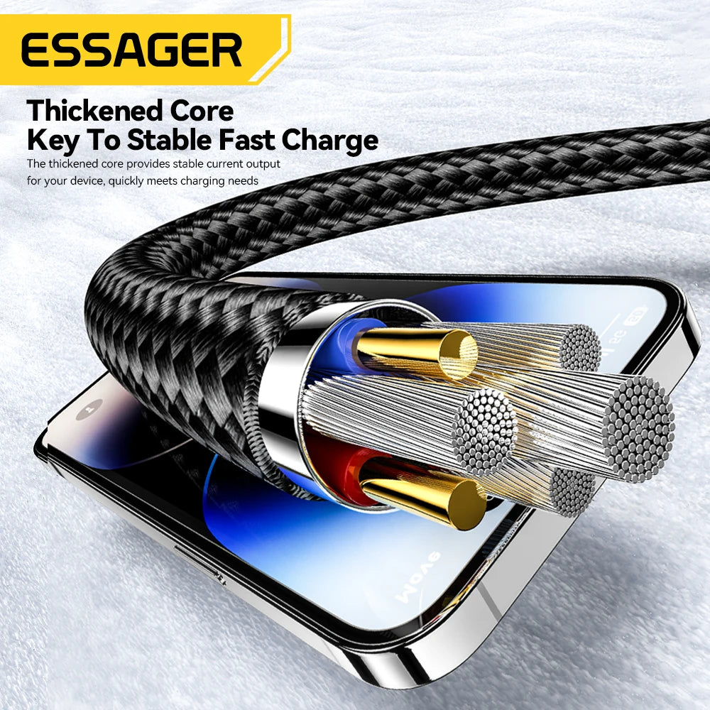 Essager 4 en 1 câble type C 65w charge rapide pour iPhone 15 14 Pro Max Xiaomi Huawei Samsung USB C pour l'éclairage câble chargeur