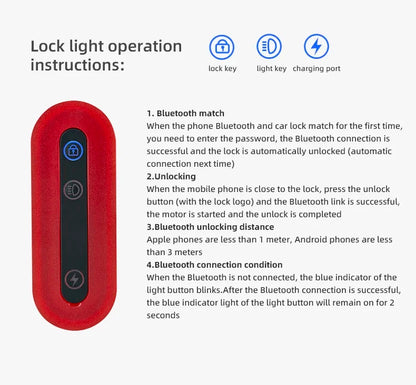 Rockbros bicycle rear light with lock can be locked and unlocked by cell phone