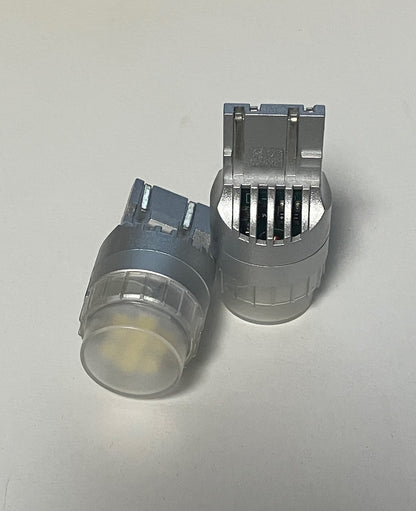 W21/5W LED luz de marcha diurna / luz de estacionamiento Super CANbus ventilador Swiss Made 12-24V, 2 uds.