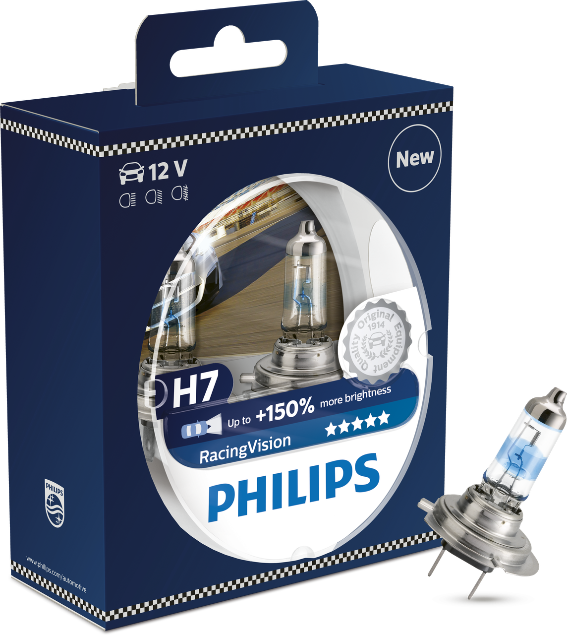 H7 PHILIPS RACINGVISION 150% mehr Licht 12V 2 Stk.