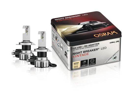 H4 OSRAM NIGHT BREAKER® LED VINTAGE H4 + R2 3000K, für Oldtimer 2Stk.