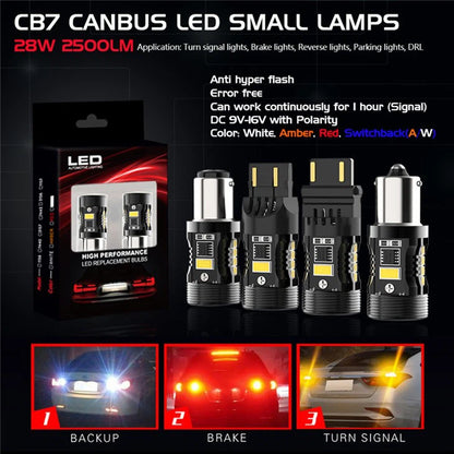 P21W LED luce di retromarcia Presa: BA15S canbus star Ventilatore Swiss Made 12-30V- 2 pz.